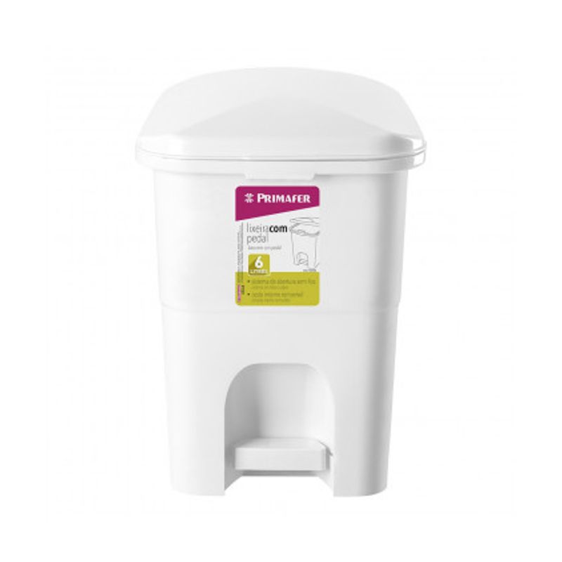 LIXEIRA-RETANGULAR-BRANCO-COM-PEDAL-PRIMAFER