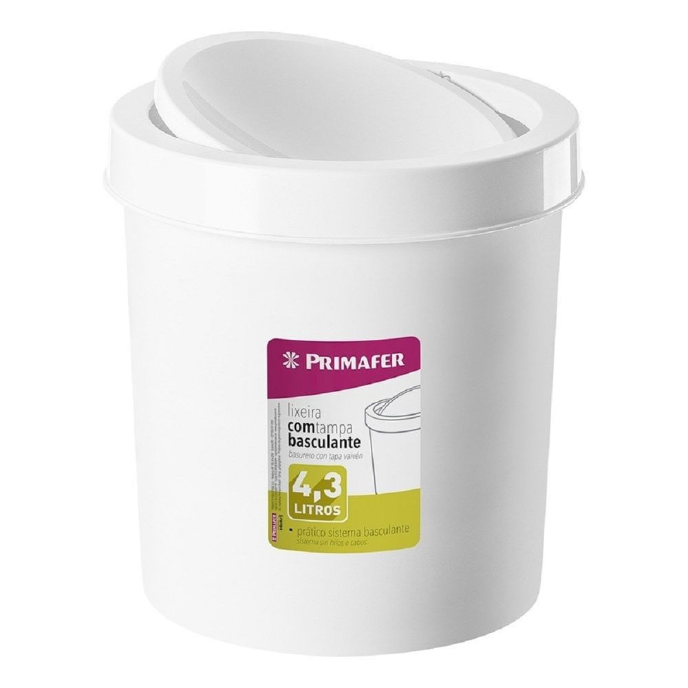 lixeira basculante primafer branco red - PR10172