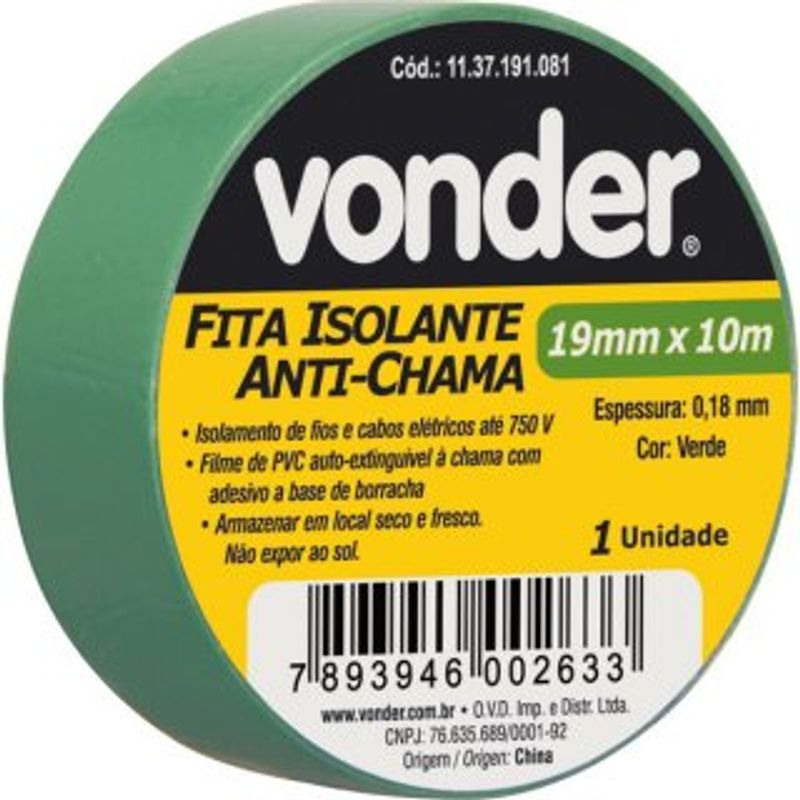 FITA-ISOLANTE-VERDE-10M-VONDER