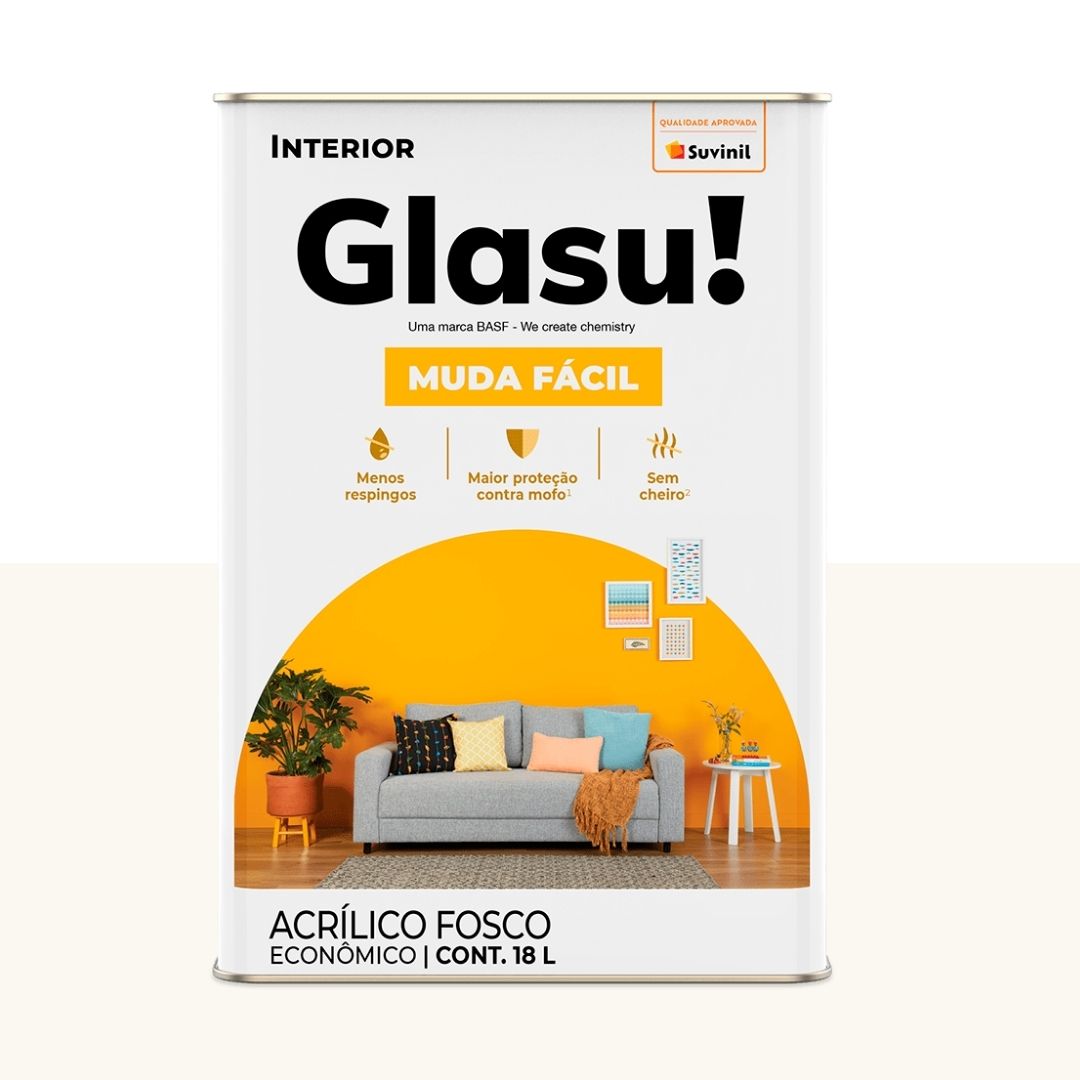 Tinta Acrílica Fosca Muda Fácil Branco Neve 18l Glasu! Suvinil