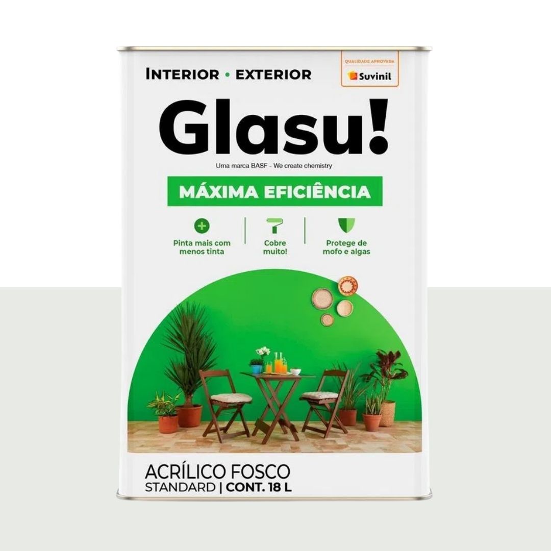 Tinta Acrílica Fosco Glasu Máxima Eficiência Standard 18L Gelo Suvinil