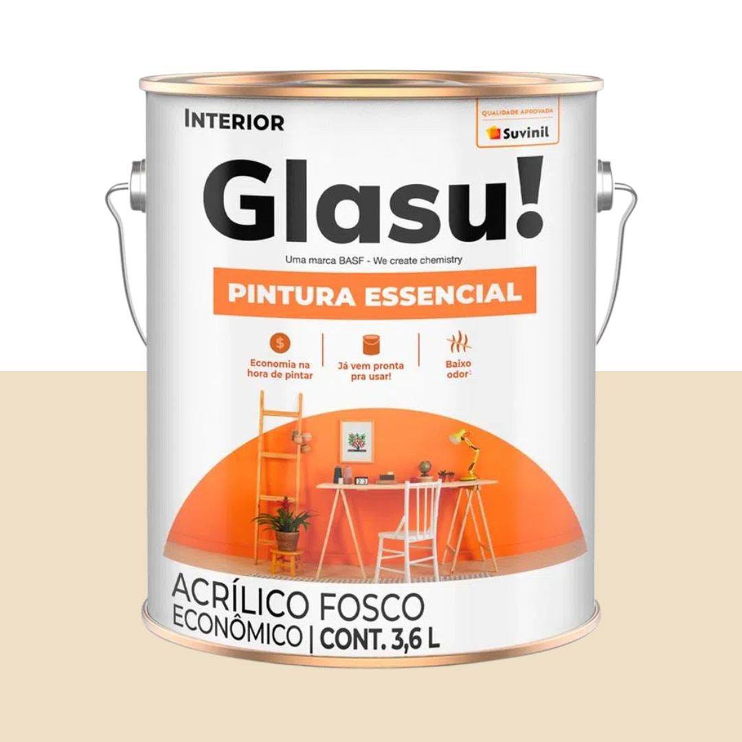 Tinta Acrílica Fosco Econômico Glasu 3,6 Litros Areia