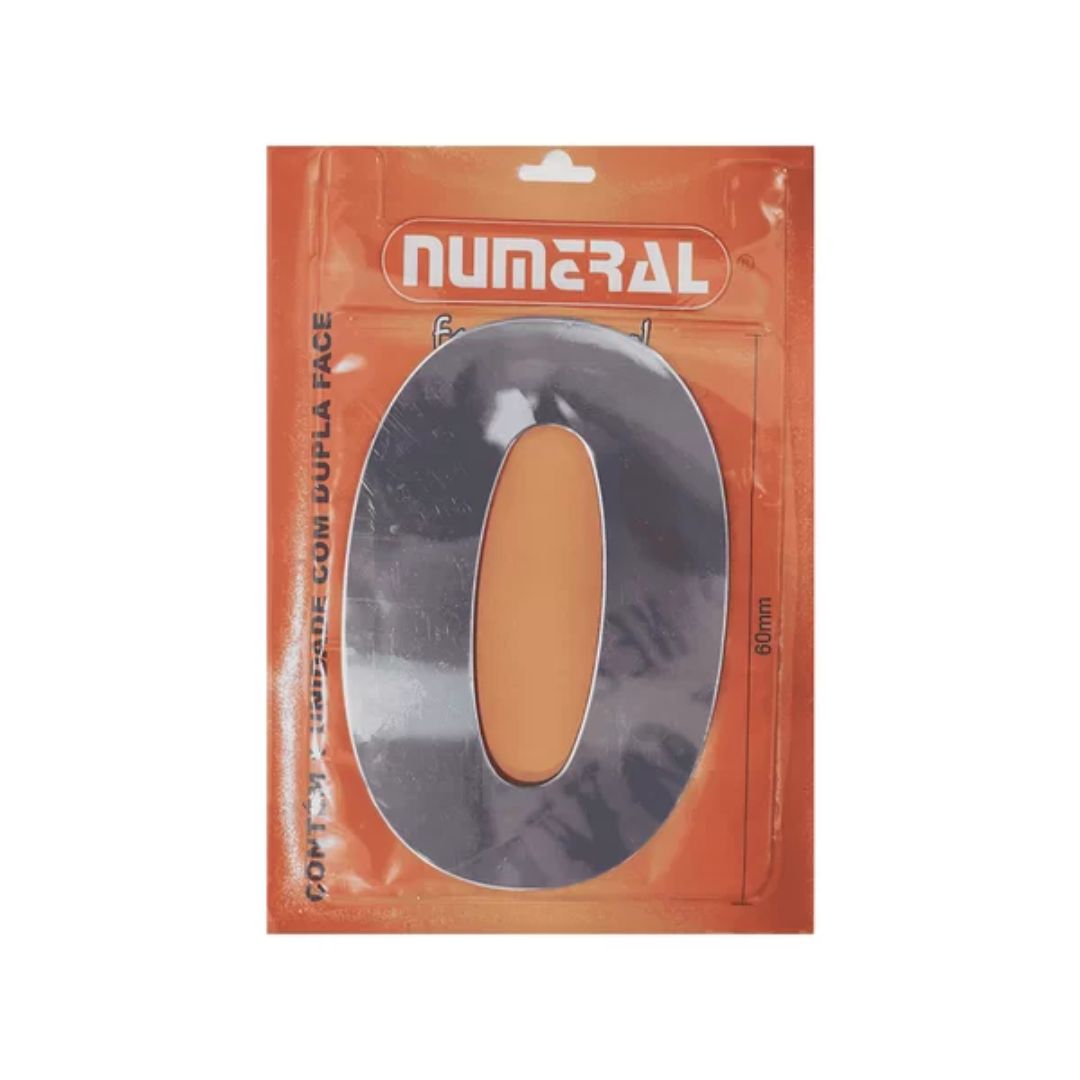 numero 0 espelhado 60mm numeral prata - 41