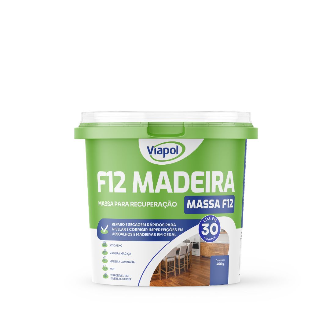 Massa madeira f-12 400gr viapol  ipe