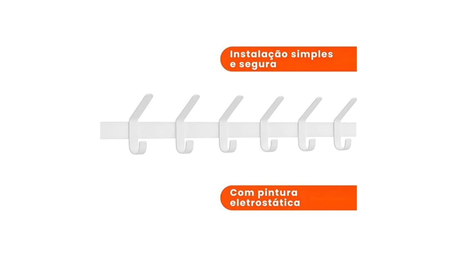 Cabideiro de Parede 06 Ganchos Branco-Brasforma